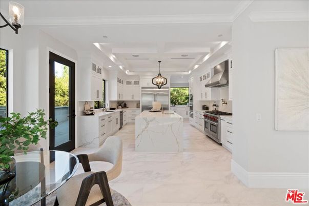 Interior, Kitchen, Marble, Pendant Lights, Recessed Lighting, Stainless Steel Appliances