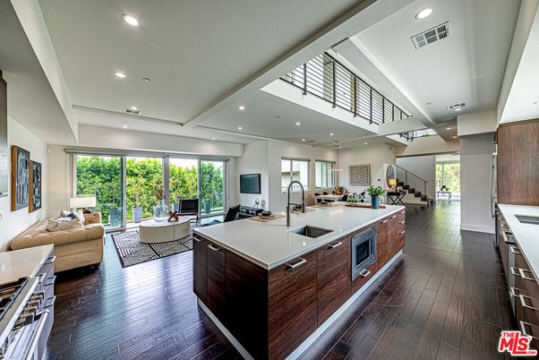 Interior, Kitchen, Living room, Recessed Lighting, Wood Texture Flooring