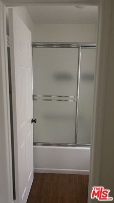 Bathroom, Glass Shower, Interior, Wood Texture Flooring