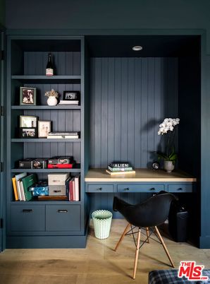 Home Office, Interior, Recessed Lighting, Wood Texture Flooring