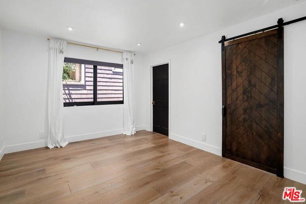 Empty room, Fireplace, Interior, Recessed Lighting, Wood Texture Flooring