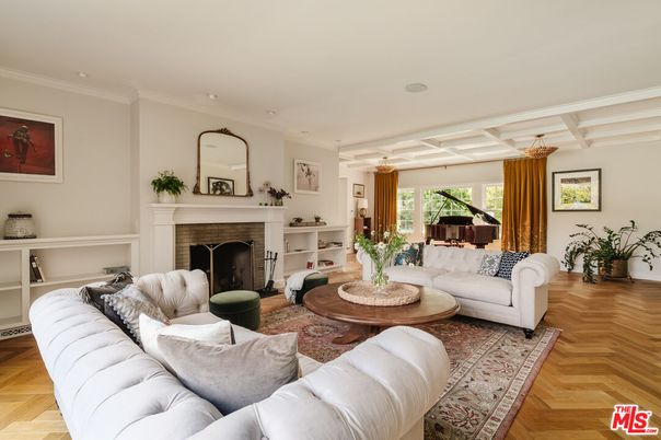 Fireplace, Interior, Living room, Piano, Wood Texture Flooring