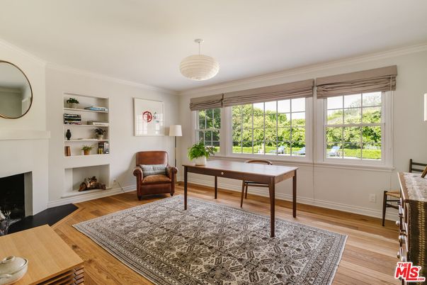 Fireplace, Home Office, Interior, Wood Texture Flooring