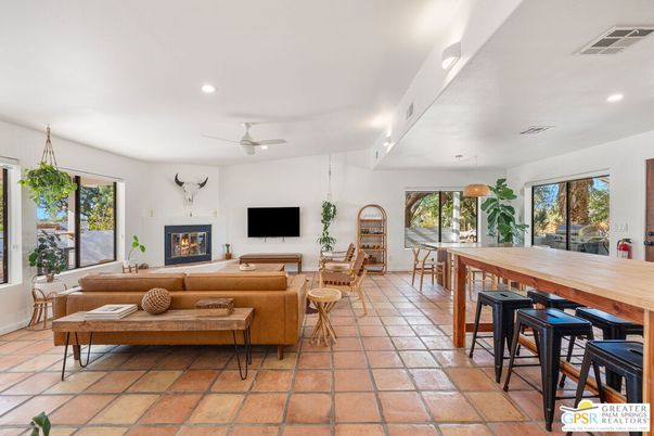 Dining room, Fireplace, Interior, Living room, Recessed Lighting