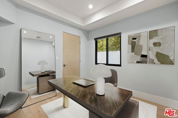 Home Office, Interior, Recessed Lighting, Wood Texture Flooring