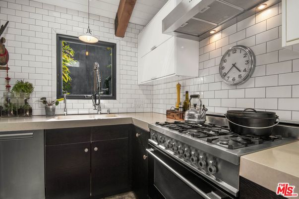 Interior, Kitchen, Pendant Lights, Stainless Steel Appliances, Wooden Beams