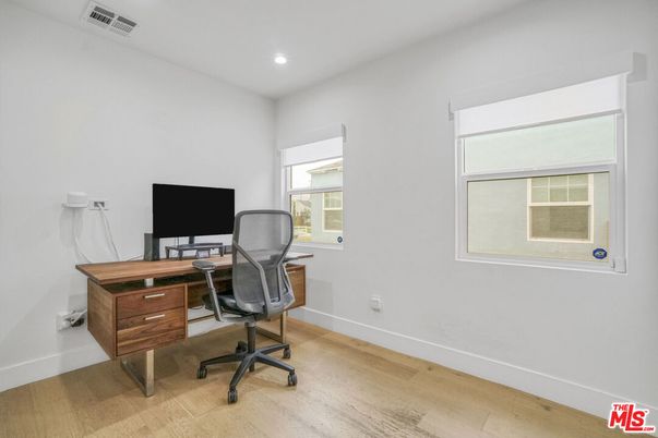 Home Office, Interior, Recessed Lighting, Wood Texture Flooring