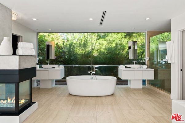 Bathroom, Dual Sink Vanities, Free Standing Baths, Glass Shower, Interior, Marble, Recessed Lighting