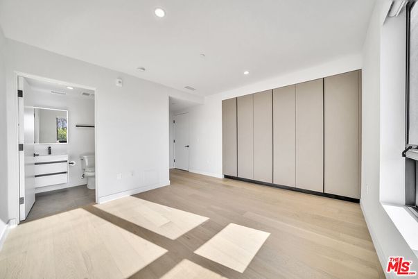 Bathroom, Empty room, Interior, Recessed Lighting, Wood Texture Flooring