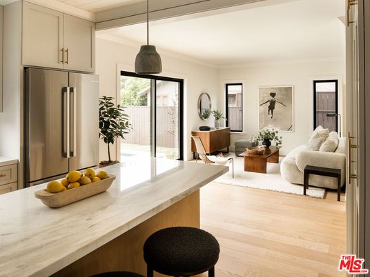 Interior, Kitchen, Living room, Pendant Lights, Stainless Steel Appliances, Wood Texture Flooring