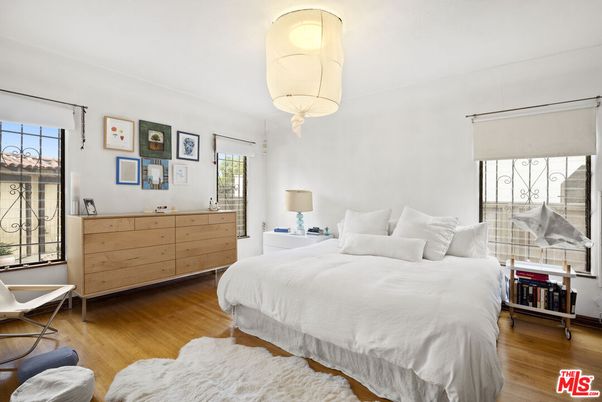 Bedroom, Interior, Pendant Lights, Wood Texture Flooring
