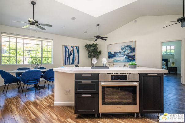 Dining room, Interior, Kitchen, Stainless Steel Appliances, Wood Texture Flooring