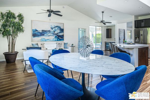 Dining room, Interior, Kitchen, Living room, Recessed Lighting, Wood Texture Flooring