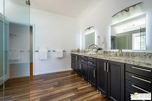 Bathroom, Dual Sink Vanities, Interior, Wood Texture Flooring