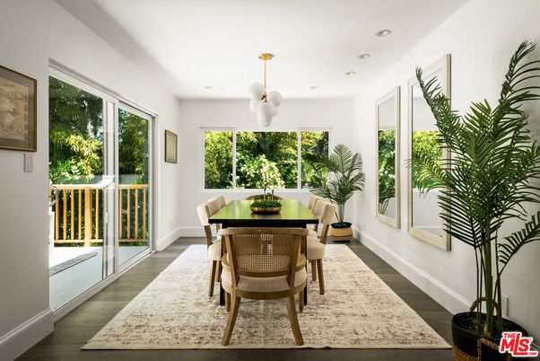 Dining room, Interior, Pendant Lights, Recessed Lighting, Wood Texture Flooring