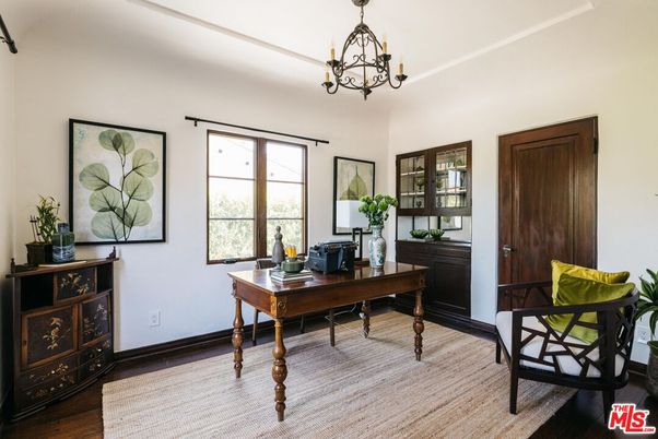 Chandelier, Home Office, Interior, Wood Texture Flooring