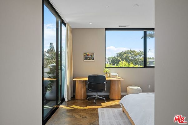 Bedroom, Home Office, Interior, Recessed Lighting, Wood Texture Flooring