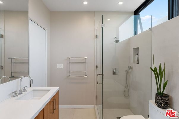 Bathroom, Glass Shower, Interior, Recessed Lighting