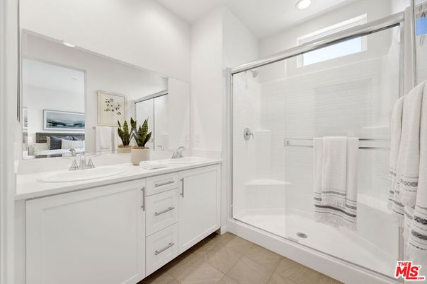 Bathroom, Dual Sink Vanities, Glass Shower, Interior, Recessed Lighting