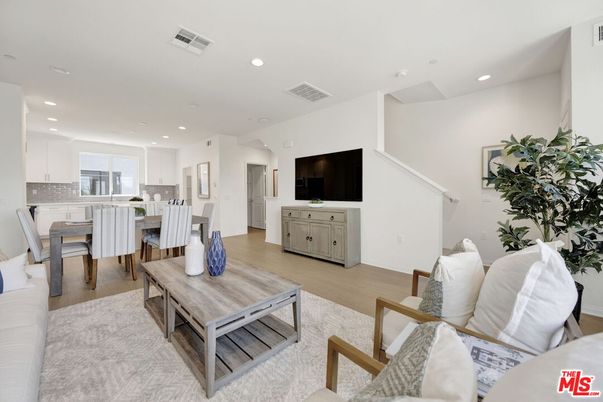 Dining room, Interior, Kitchen, Living room, Recessed Lighting, Wood Texture Flooring