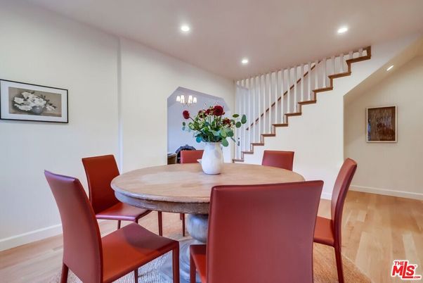 Dining room, Interior, Recessed Lighting, Wood Texture Flooring