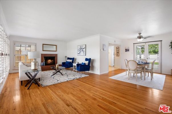 Dining room, Fireplace, Interior, Living room, Wood Texture Flooring