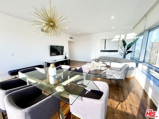 Dining room, Interior, Living room, Pendant Lights, Recessed Lighting, Wood Texture Flooring
