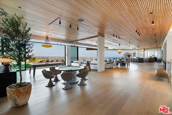 Dining room, Interior, Pendant Lights, Water, Wooden Ceilings, Wood Texture Flooring