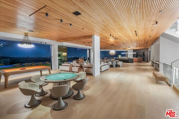 Billiard Table, Game Room, Interior, Pendant Lights, Recessed Lighting, Wooden Ceilings, Wood Texture Flooring