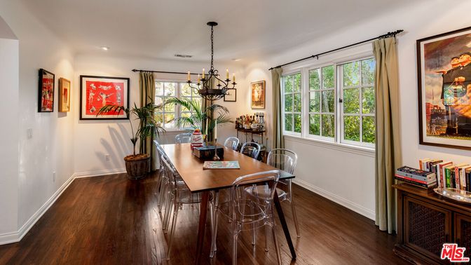 Dining room, Interior, Pendant Lights, Recessed Lighting, Wood Texture Flooring