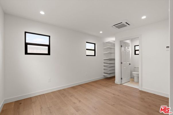Bathroom, Empty room, Interior, Recessed Lighting, Wood Texture Flooring