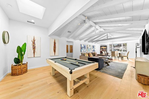 Billiard Table, Dining room, Game Room, Interior, Living room, Wood Texture Flooring