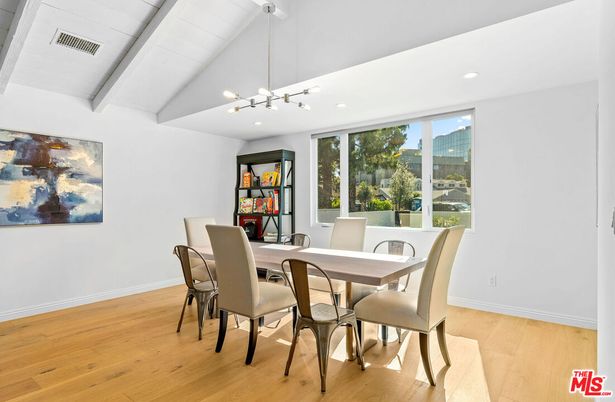 Dining room, Interior, Pendant Lights, Recessed Lighting, Wood Texture Flooring