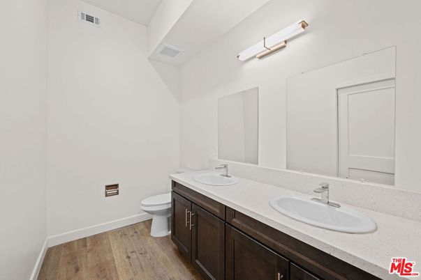 Bathroom, Dual Sink Vanities, Interior, Wood Texture Flooring