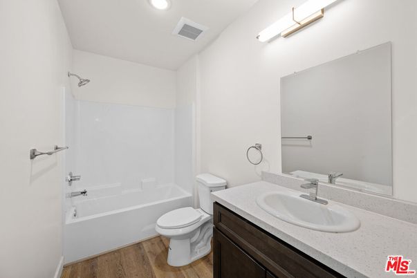 Bathroom, Interior, Recessed Lighting, Wood Texture Flooring