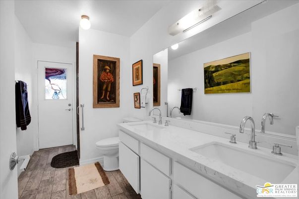 Bathroom, Dual Sink Vanities, Interior, Wood Texture Flooring