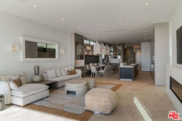 Dining room, Fireplace, Interior, Kitchen, Living room, Pendant Lights, Recessed Lighting