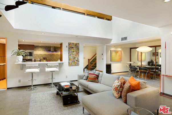 Dining room, Interior, Kitchen, Living room, Pendant Lights, Recessed Lighting, Stone Walls, Wood Texture Flooring