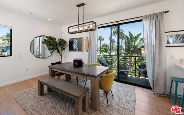 Dining room, Interior, Pendant Lights, Recessed Lighting, Wood Texture Flooring