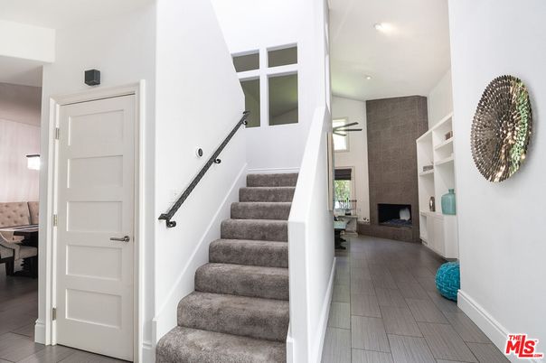 Fireplace, Interior, Recessed Lighting, Wood Texture Flooring