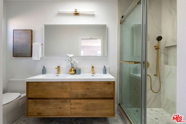 Bathroom, Dual Sink Vanities, Glass Shower, Interior