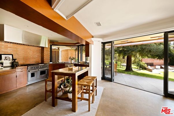 Interior, Kitchen, Recessed Lighting, Stainless Steel Appliances, Stone Walls, Wooden Beams