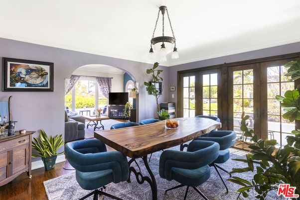 Dining room, Interior, Living room, Pendant Lights, Wood Texture Flooring