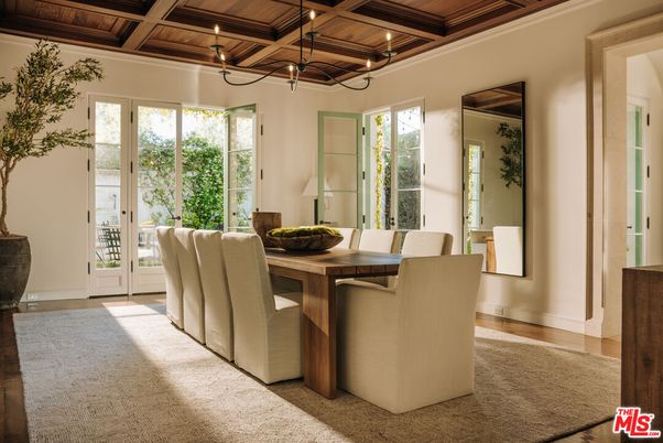Chandelier, Dining room, Interior, Wooden Beams, Wooden Ceilings, Wood Texture Flooring