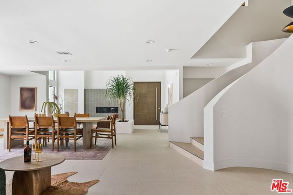 Dining room, Fireplace, Interior, Recessed Lighting