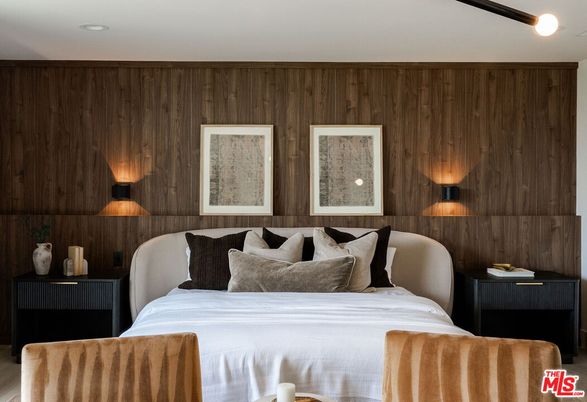 Bedroom, Interior, Recessed Lighting, Wooden Walls