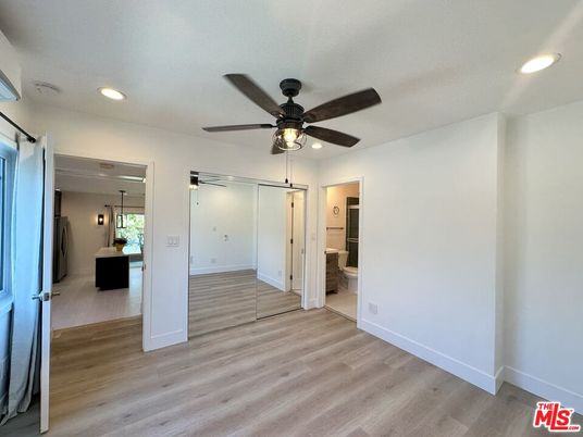Bathroom, Empty room, Interior, Recessed Lighting, Wood Texture Flooring