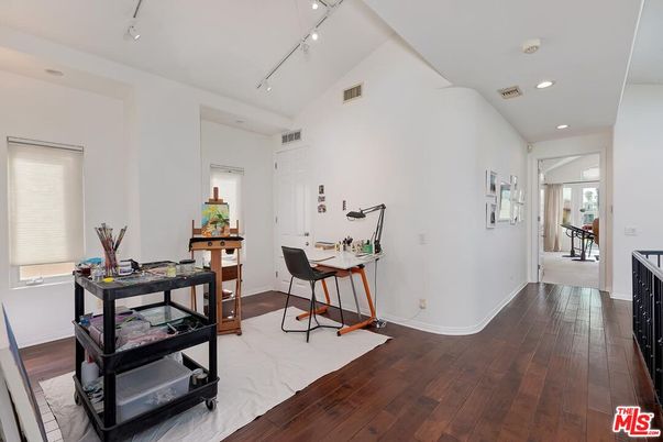 Home Office, Interior, Marble, Recessed Lighting, Wood Texture Flooring