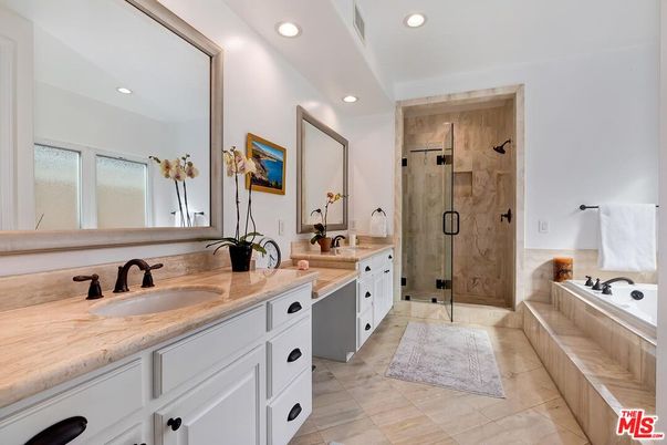 Bathroom, Dual Sink Vanities, Glass Shower, Interior, Recessed Lighting