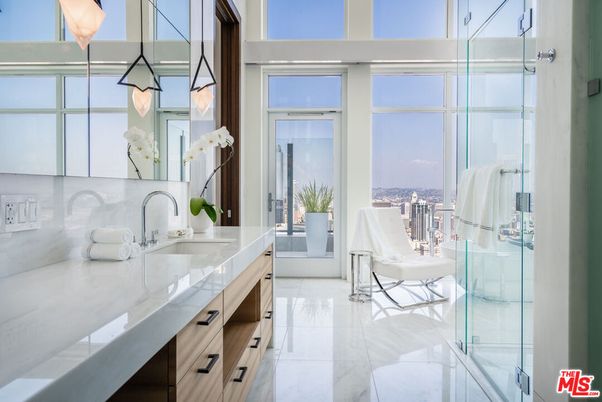 Bathroom, Glass Shower, Interior, Pendant Lights